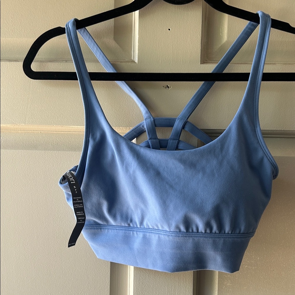 Vuori Light Blue Strappy Sports Bra